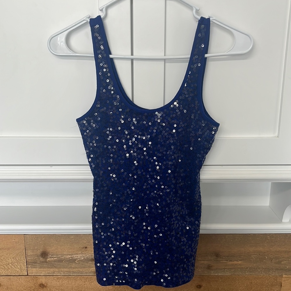 Express sequined royal blue top